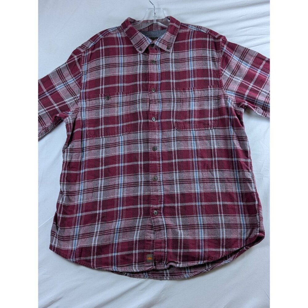 Northwest Territory‎ Mens Large Red White Plaid Flannel Long Sleeve Button Shirt